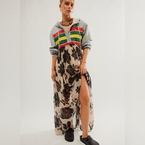 Free People Bali Delilah Maxi Dress Cream Combo Size S